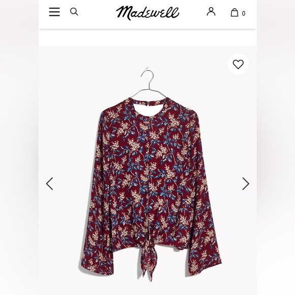 Madewell Burgundy Fall Floral Blouse Top XXS - Picture 5 of 10